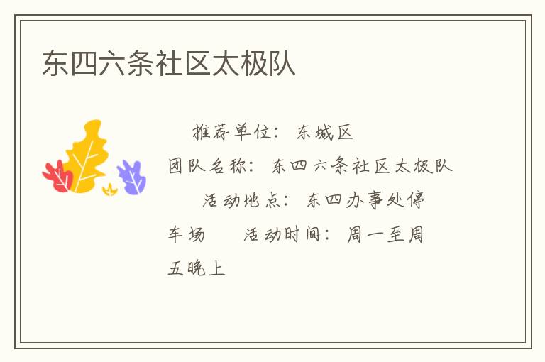 東四六條社區(qū)太極隊(duì)