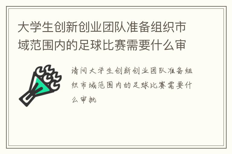 大學生創(chuàng)新創(chuàng)業(yè)團隊準備組織市域范圍內(nèi)的足球比賽需要什么審批