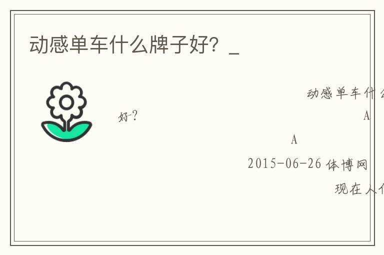 動感單車什么牌子好？_