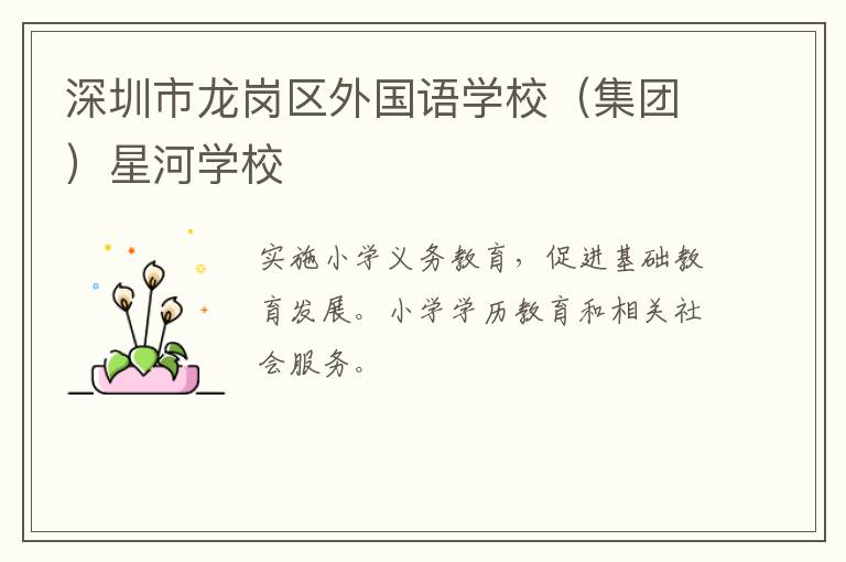 深圳市龍崗區(qū)外國語學校（集團）星河學校