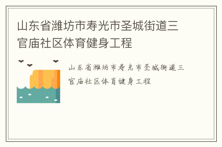 山東省濰坊市壽光市圣城街道三官?gòu)R社區(qū)體育健身工程