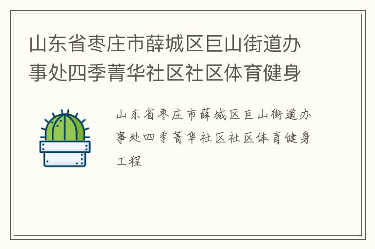 山東省棗莊市薛城區(qū)巨山街道辦事處四季菁華社區(qū)社區(qū)體育健身工程
