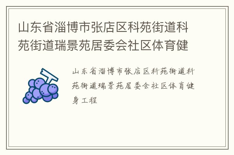山東省淄博市張店區(qū)科苑街道科苑街道瑞景苑居委會(huì)社區(qū)體育健身工程