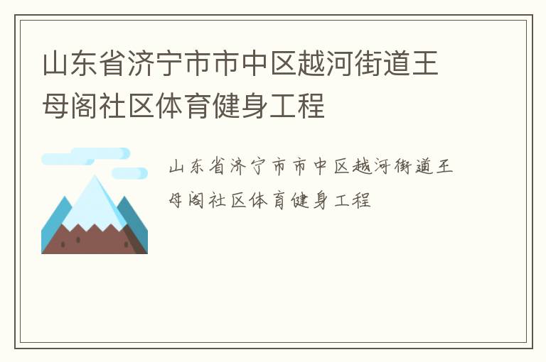 山東省濟(jì)寧市市中區(qū)越河街道王母閣社區(qū)體育健身工程
