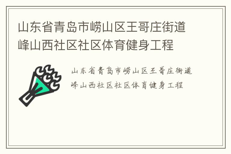山東省青島市嶗山區(qū)王哥莊街道峰山西社區(qū)社區(qū)體育健身工程