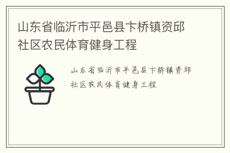 山東省臨沂市平邑縣卞橋鎮(zhèn)資邱社區(qū)農(nóng)民體育健身工程