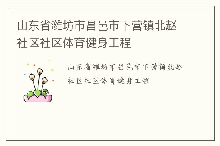山東省濰坊市昌邑市下營鎮(zhèn)北趙社區(qū)社區(qū)體育健身工程