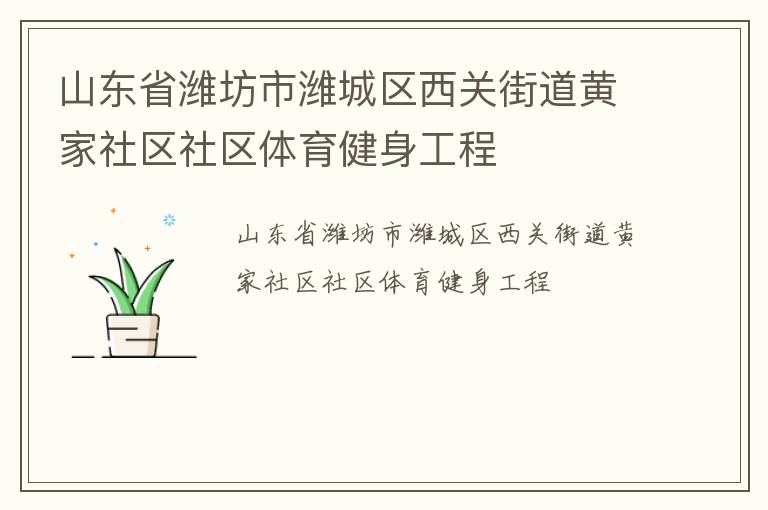 山東省濰坊市濰城區(qū)西關街道黃家社區(qū)社區(qū)體育健身工程