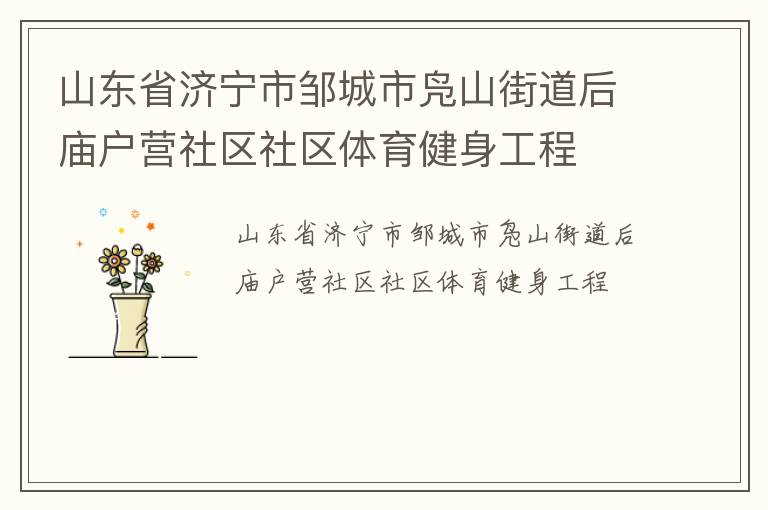 山東省濟寧市鄒城市鳧山街道后廟戶營社區(qū)社區(qū)體育健身工程