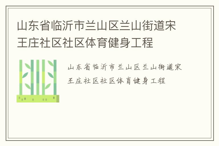 山東省臨沂市蘭山區(qū)蘭山街道宋王莊社區(qū)社區(qū)體育健身工程