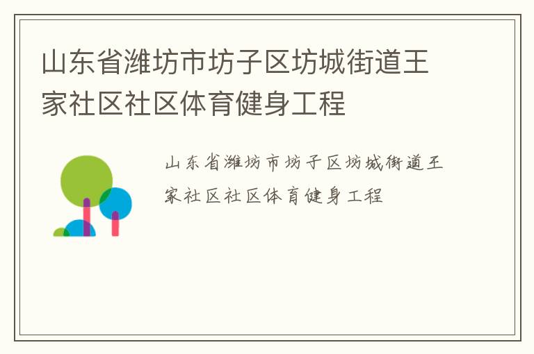 山東省濰坊市坊子區(qū)坊城街道王家社區(qū)社區(qū)體育健身工程
