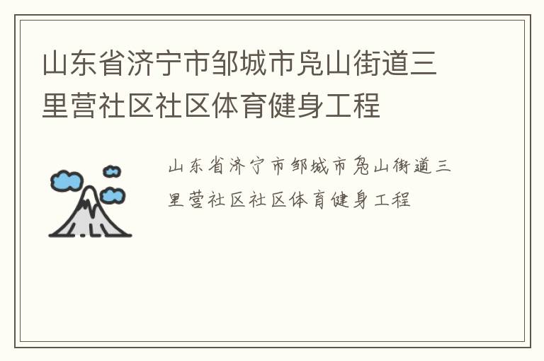 山東省濟(jì)寧市鄒城市鳧山街道三里營(yíng)社區(qū)社區(qū)體育健身工程