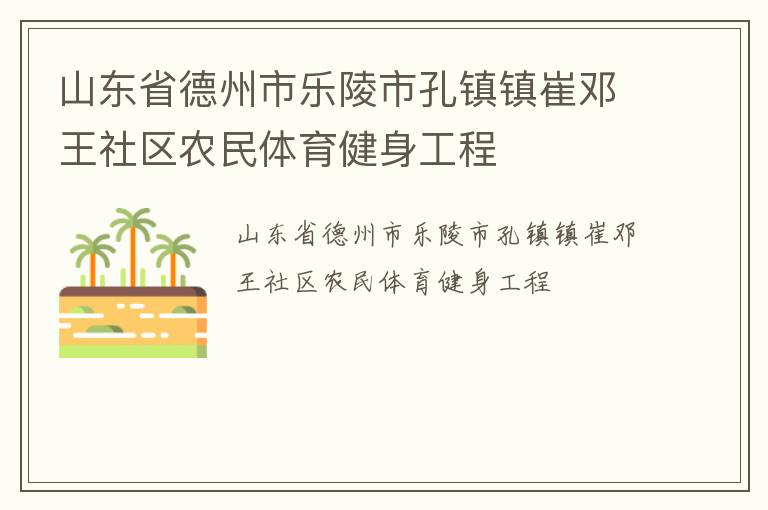 山東省德州市樂陵市孔鎮(zhèn)鎮(zhèn)崔鄧王社區(qū)農(nóng)民體育健身工程