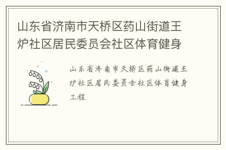 山東省濟(jì)南市天橋區(qū)藥山街道王爐社區(qū)居民委員會社區(qū)體育健身工程