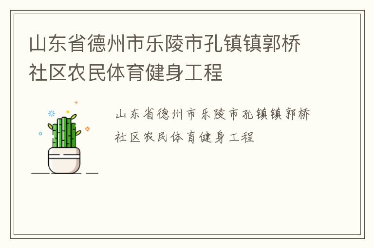山東省德州市樂陵市孔鎮(zhèn)鎮(zhèn)郭橋社區(qū)農(nóng)民體育健身工程