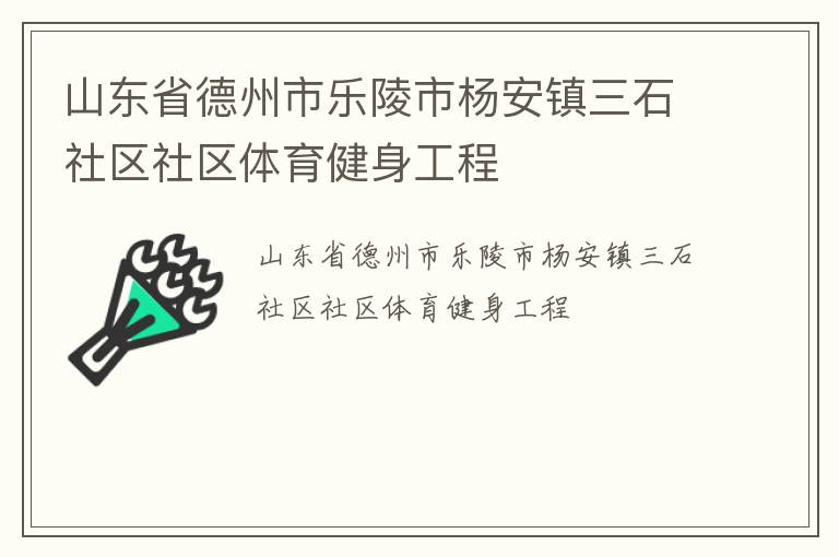 山東省德州市樂(lè)陵市楊安鎮(zhèn)三石社區(qū)社區(qū)體育健身工程