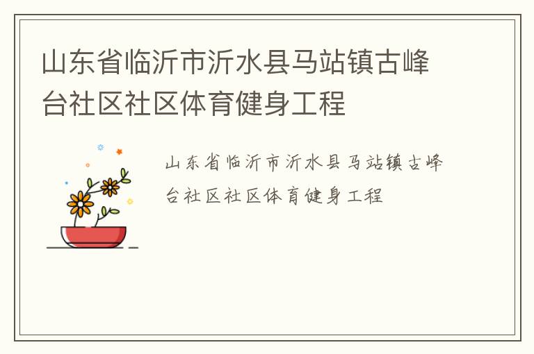 山東省臨沂市沂水縣馬站鎮(zhèn)古峰臺社區(qū)社區(qū)體育健身工程