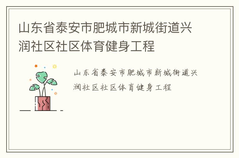 山東省泰安市肥城市新城街道興潤社區(qū)社區(qū)體育健身工程