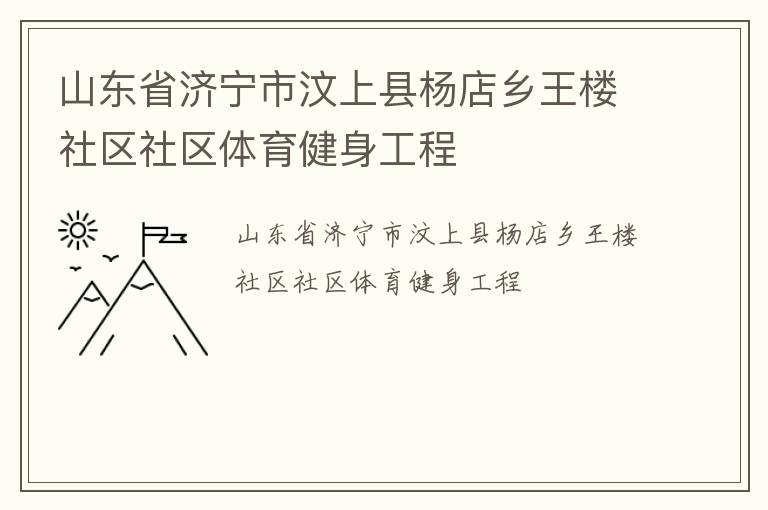 山東省濟寧市汶上縣楊店鄉(xiāng)王樓社區(qū)社區(qū)體育健身工程