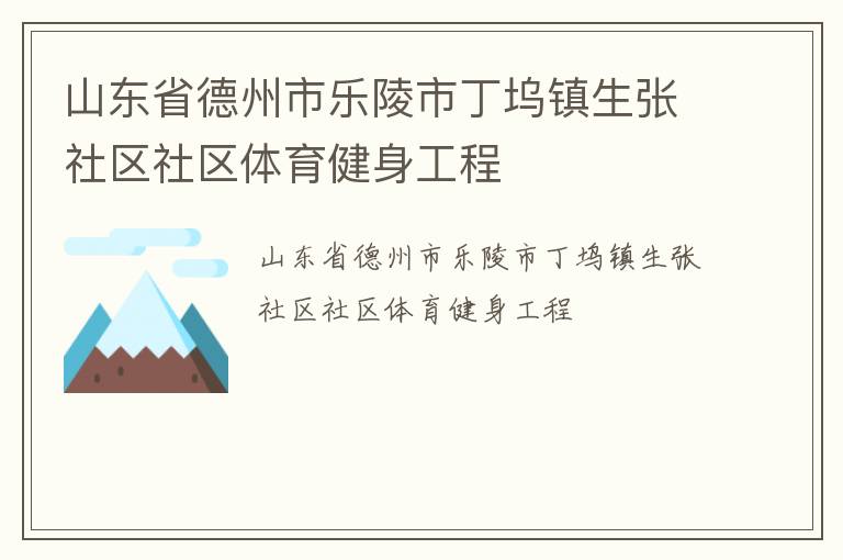 山東省德州市樂(lè)陵市丁塢鎮(zhèn)生張社區(qū)社區(qū)體育健身工程