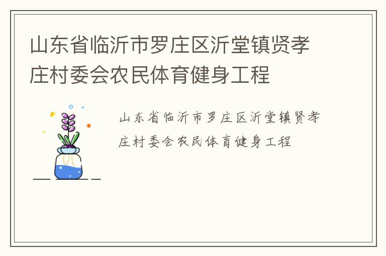 山東省臨沂市羅莊區(qū)沂堂鎮(zhèn)賢孝莊村委會農(nóng)民體育健身工程