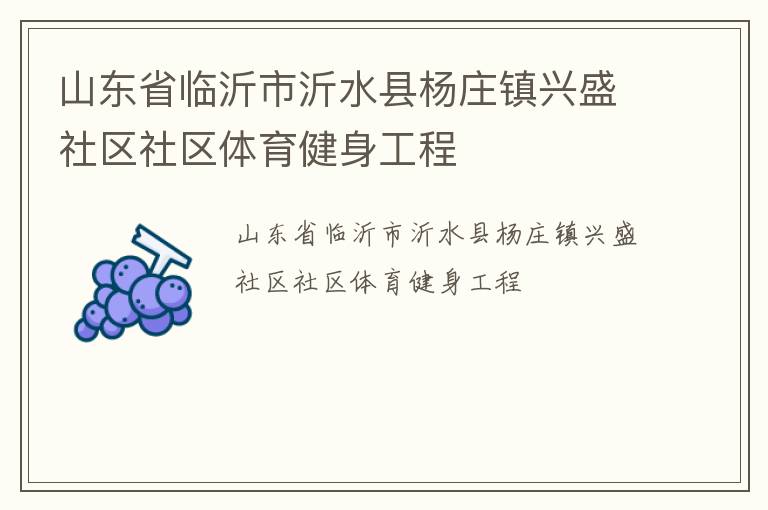 山東省臨沂市沂水縣楊莊鎮(zhèn)興盛社區(qū)社區(qū)體育健身工程