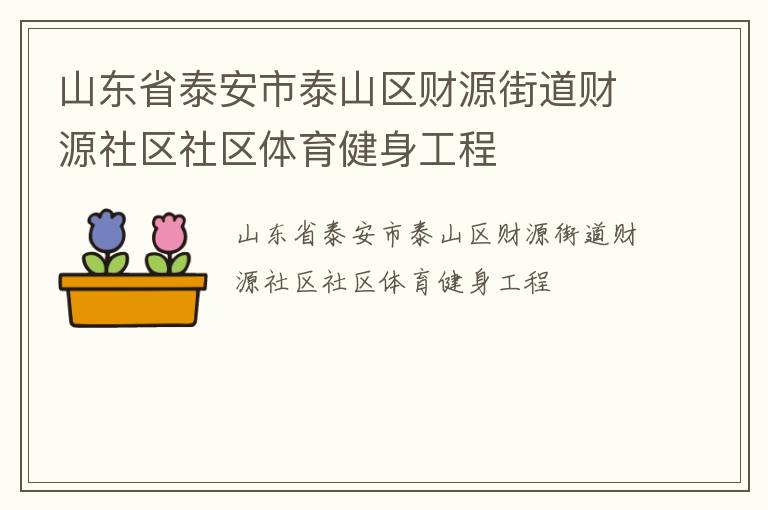 山東省泰安市泰山區(qū)財源街道財源社區(qū)社區(qū)體育健身工程