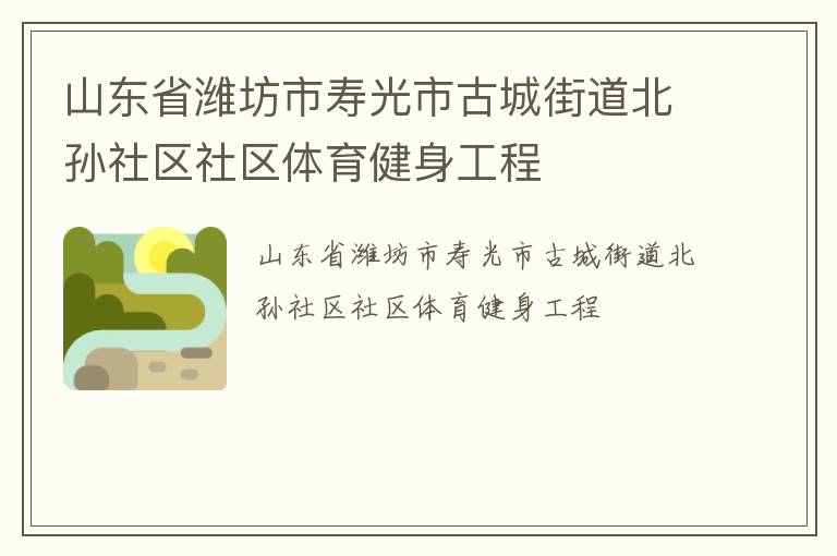 山東省濰坊市壽光市古城街道北孫社區(qū)社區(qū)體育健身工程