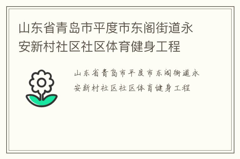山東省青島市平度市東閣街道永安新村社區(qū)社區(qū)體育健身工程
