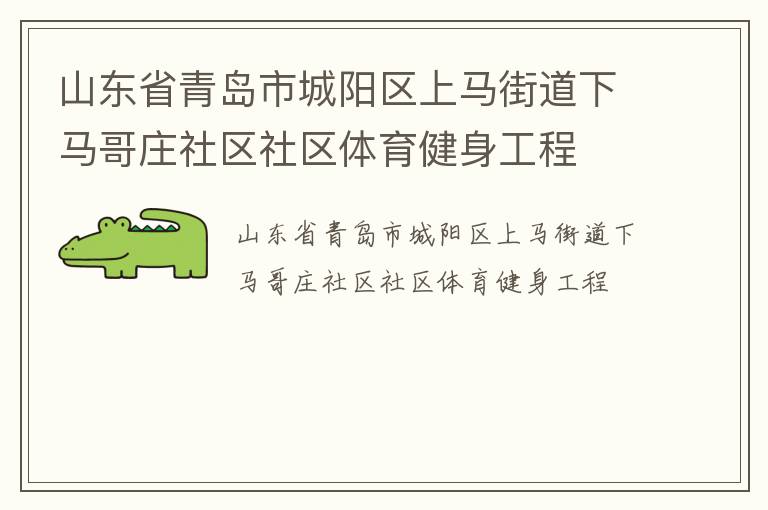 山東省青島市城陽區(qū)上馬街道下馬哥莊社區(qū)社區(qū)體育健身工程