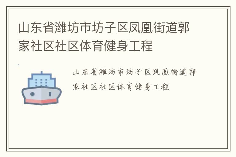 山東省濰坊市坊子區(qū)鳳凰街道郭家社區(qū)社區(qū)體育健身工程