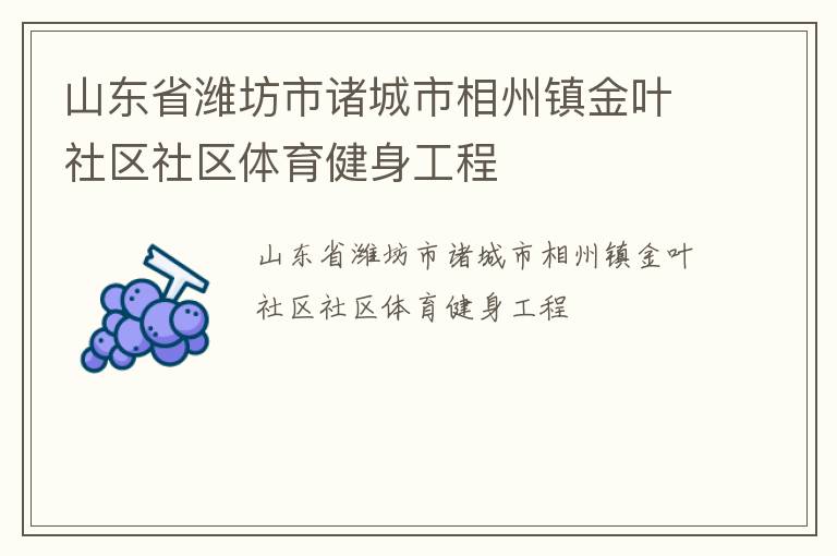 山東省濰坊市諸城市相州鎮(zhèn)金葉社區(qū)社區(qū)體育健身工程