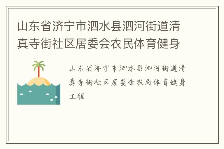 山東省濟寧市泗水縣泗河街道清真寺街社區(qū)居委會農民體育健身工程