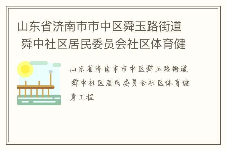山東省濟南市市中區(qū)舜玉路街道 舜中社區(qū)居民委員會社區(qū)體育健身工程