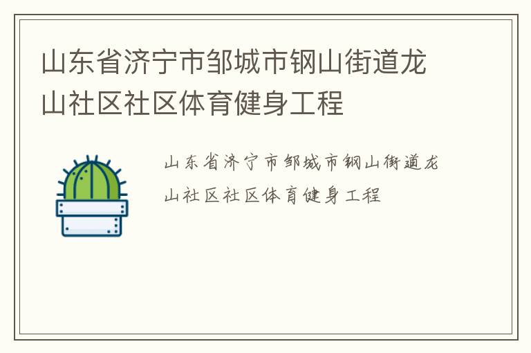 山東省濟(jì)寧市鄒城市鋼山街道龍山社區(qū)社區(qū)體育健身工程