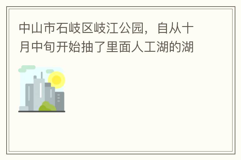中山市石岐區(qū)岐江公園，自從十月中旬開始抽了里面人工湖的湖水，然后導致湖水下面大幅度下降，截止到12月5日依舊沒有恢復。問過園內(nèi)保安說是維修噴水設備。可是這個維修效率太慢了！太久了！這接近2個月的時間以