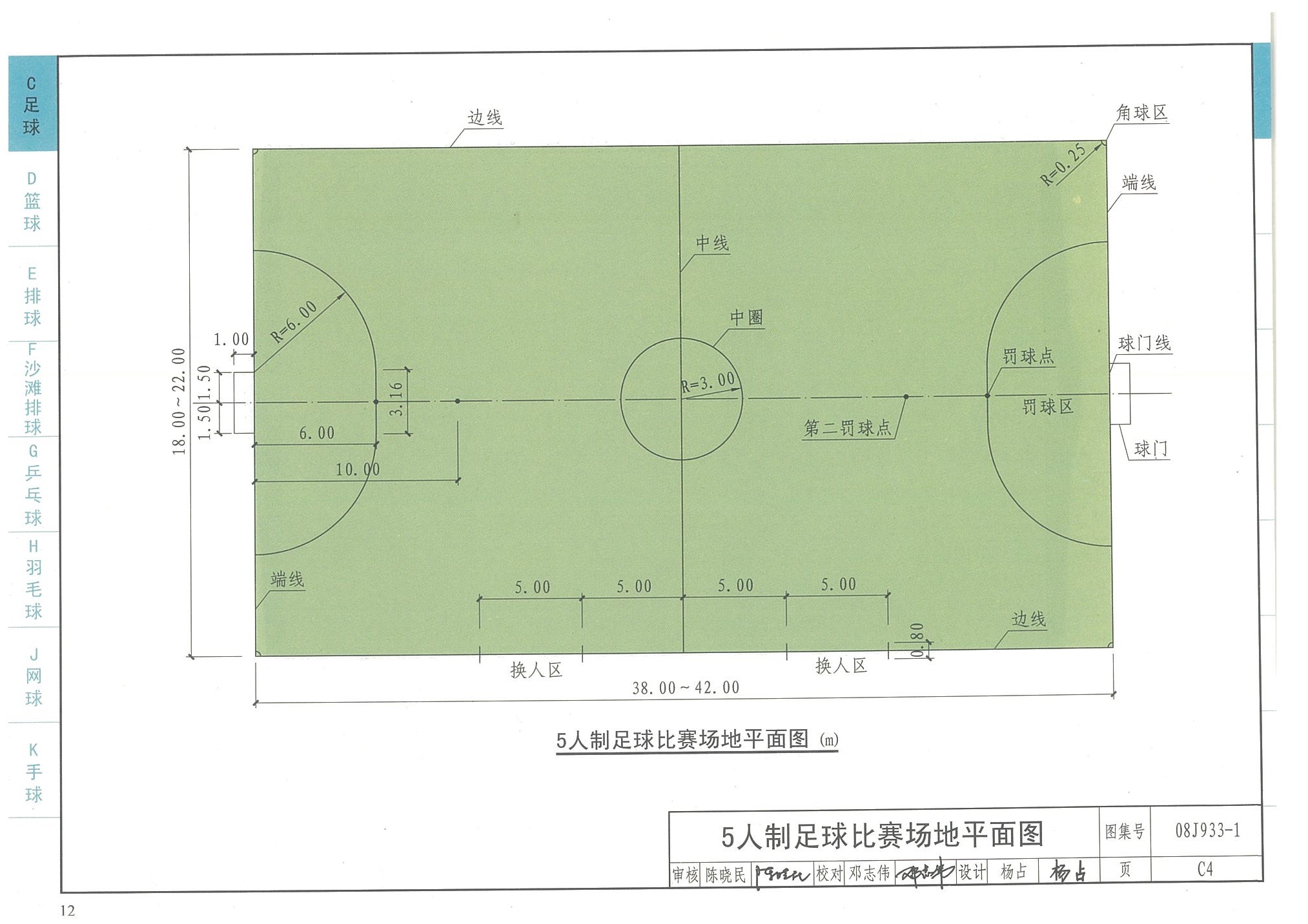 5人制足球比賽場地平面圖-國家建筑標(biāo)準(zhǔn)設(shè)計(jì)圖集08J933-1