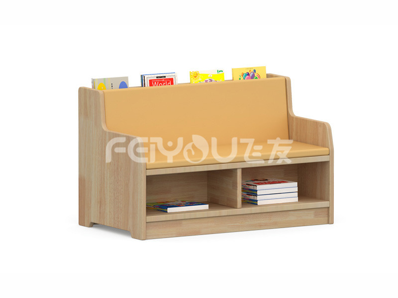 實木書柜學(xué)習(xí)互動沙發(fā)書架-027