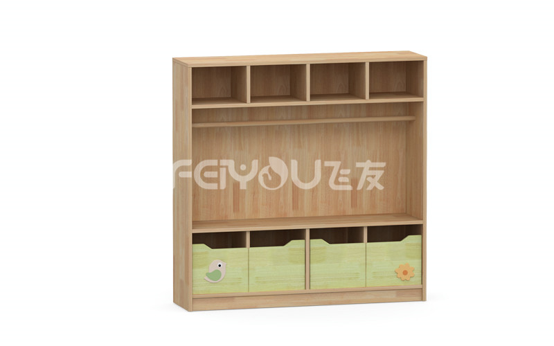 幼兒園早教寢室實(shí)木家具寶寶休息區(qū)域橡木兒童衣帽柜.jpg